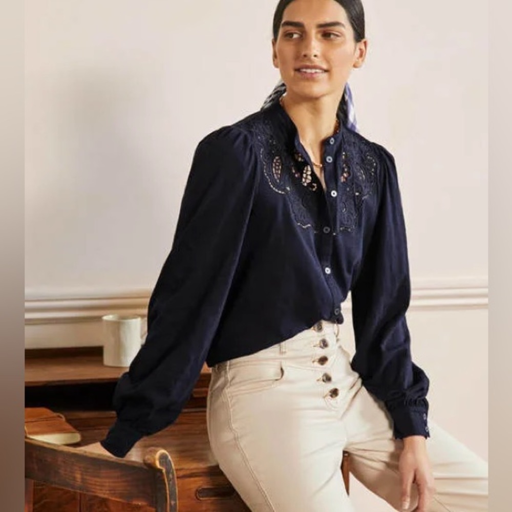 NWT Boden Cut Work Jersey Shirt - WHITE